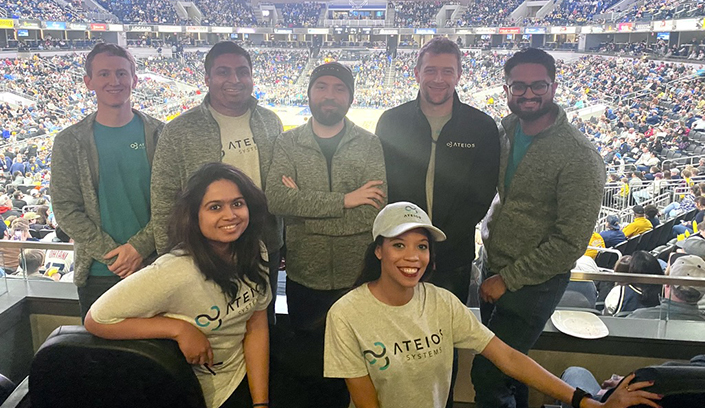 Group at stadium