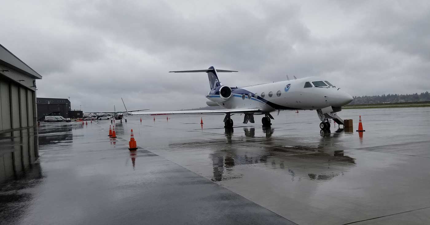 NOAA Gulfstream atmospheric river reconnaissance flight.