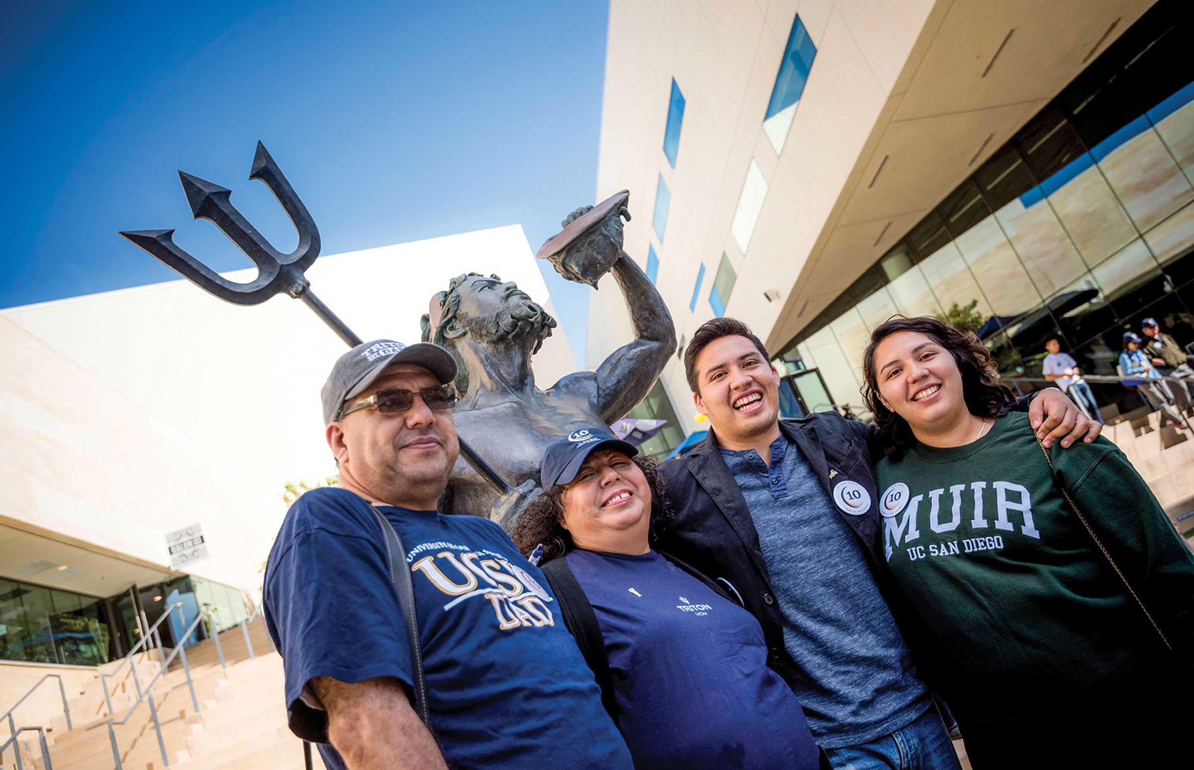 Students with parents on campus.