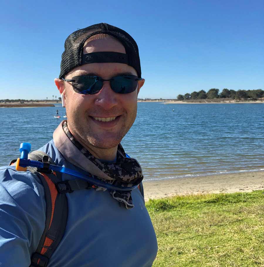 James Flint walking at Mission Bay.