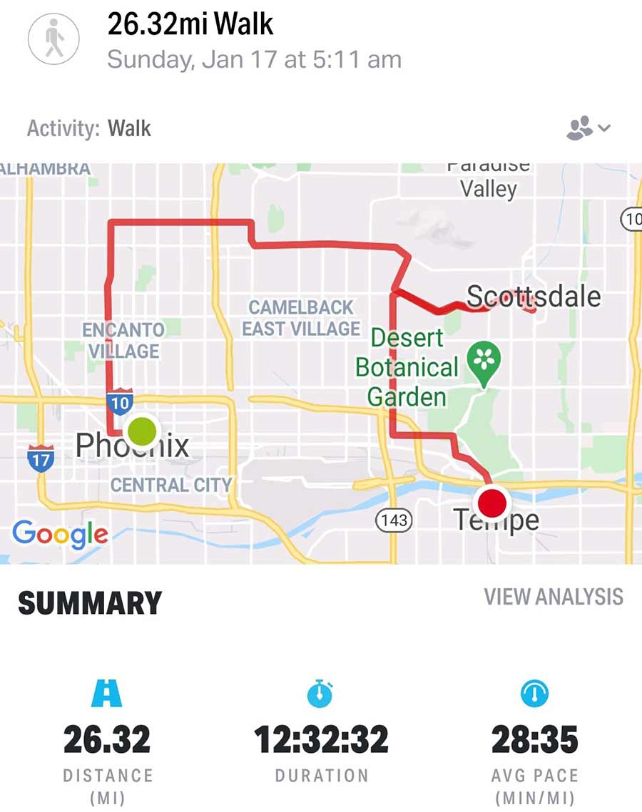 Colin Jackson's Arizona marathon route.