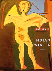 A book cover showing a figure drawn in yellow against a brown background with a blue square.
