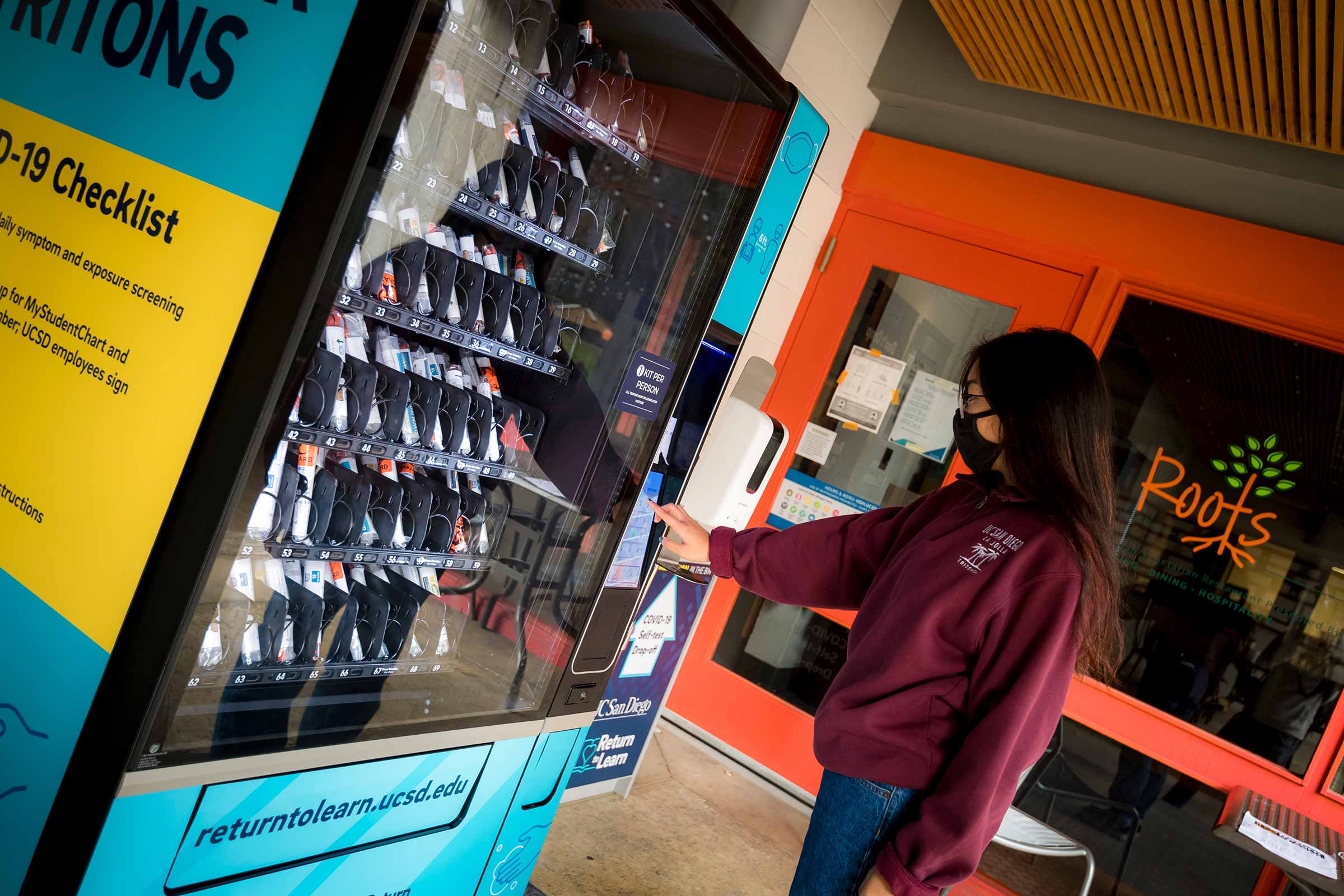 On campus COVID-19 tests vending machine.