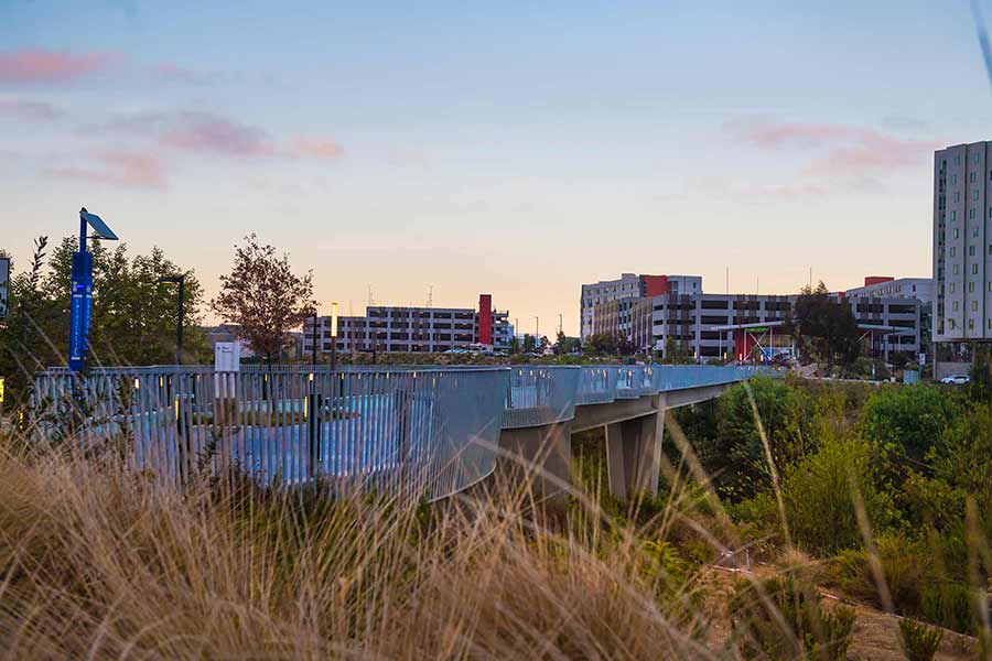 The Nuevo West Pedestrian Bridge.