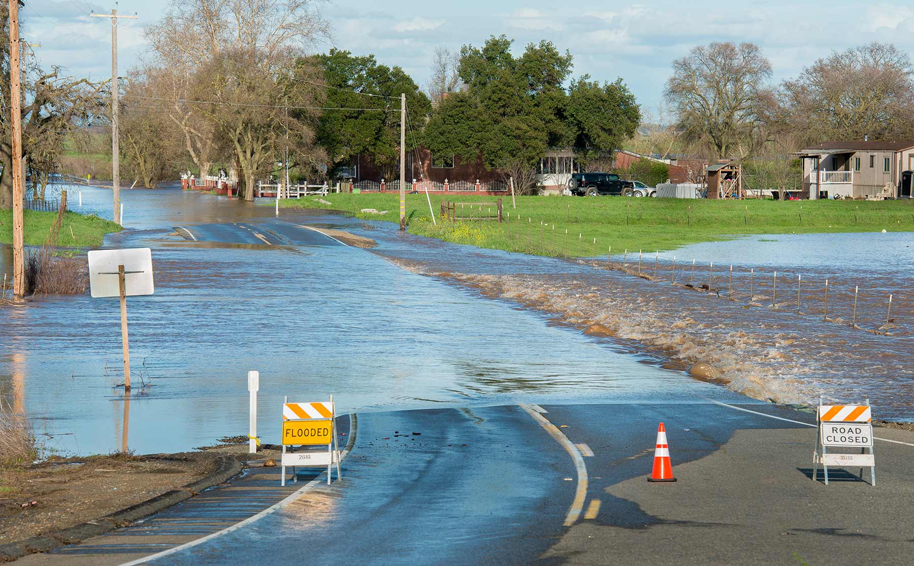 Flooding in Elk Grove, California.