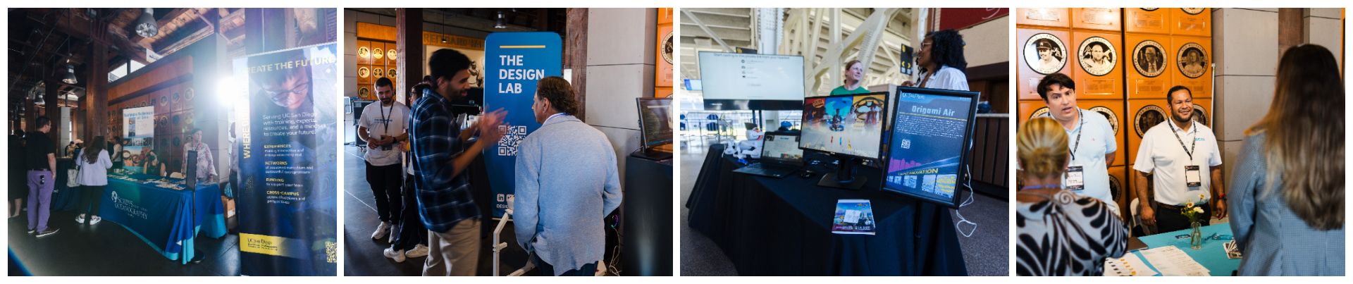 Collage of four images showing UC San Diego exhibitors