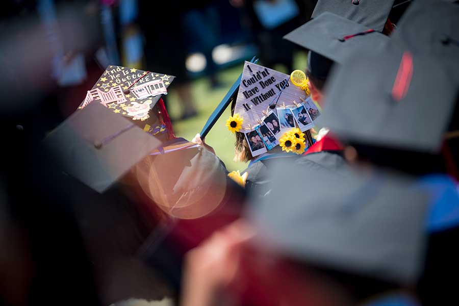 mortarboards at 2022 commencement.