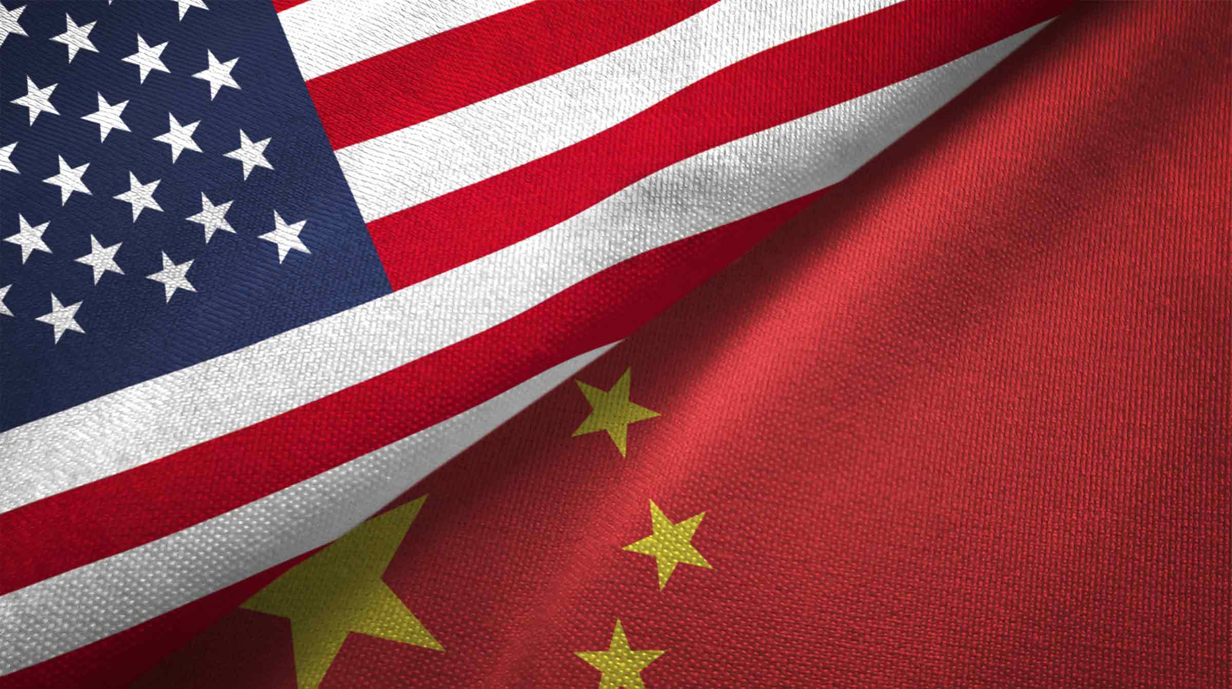 American flag next to Chinese flag