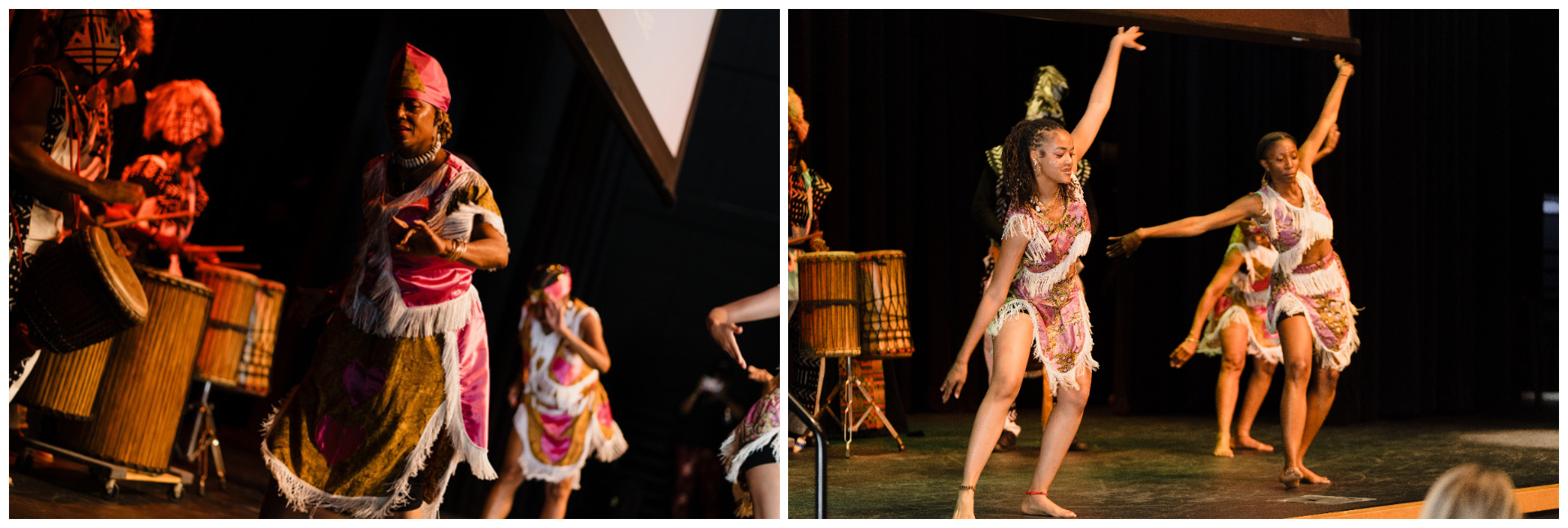 Dancers from the Teye Sa Thiosanne African Drum & Dance Company.