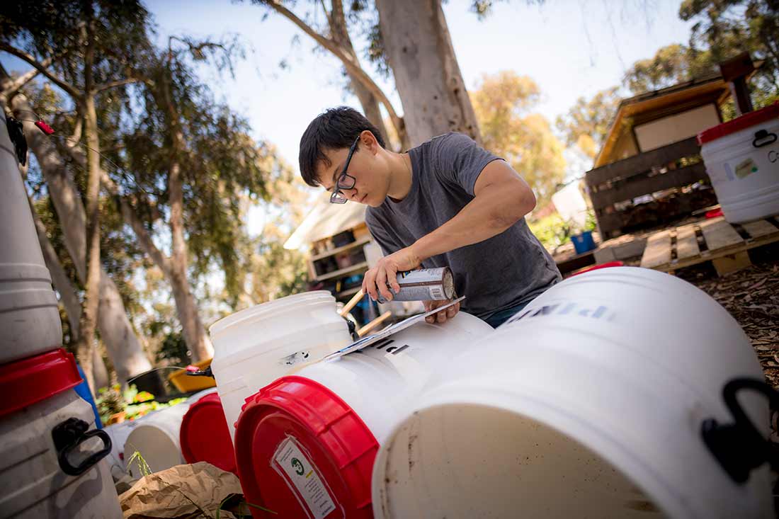 UC San Diego student working on urban sustainable agriculture