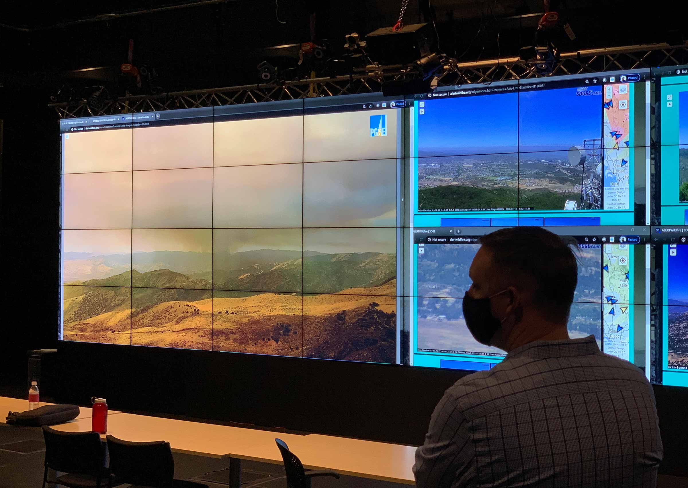 First responder observing real-time ALERTWildfire camera network feeds.