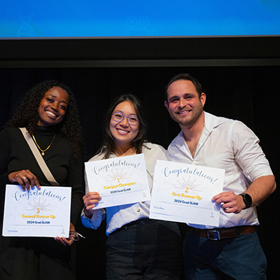 Cynthia Nyongesa, Iris Garcia-Pak and Fernando Melendez Vazquez hold certificates