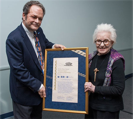 Joyce Cutler Shaw receiving Giesel Citation for Library Philanthropy