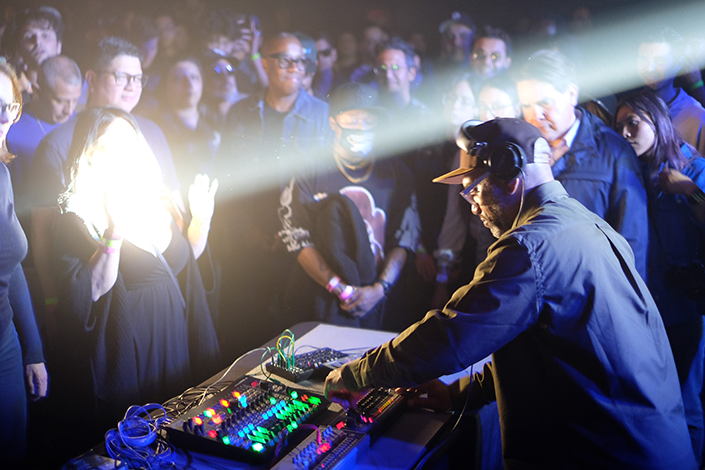 Photo of King Britt performing a DJ set