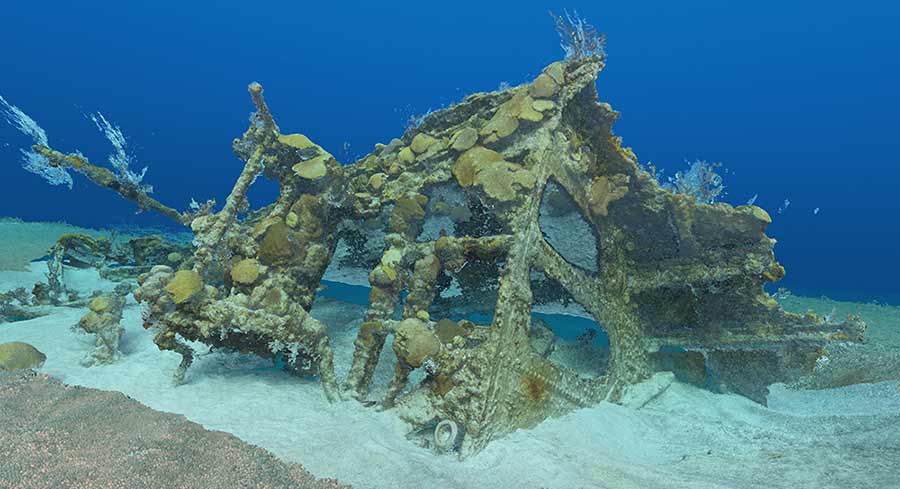 Still frame from 3D model of the Mary Celestia shipwreck