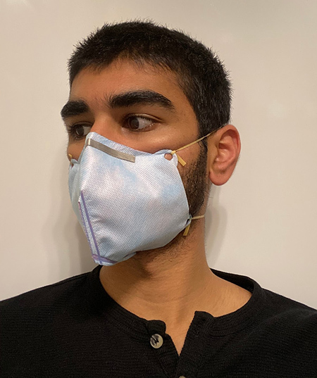 UC San Diego student models DIY mask