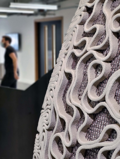 Serpentine sculpture surface.