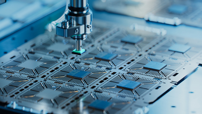 Computer chip manufacturing close-up