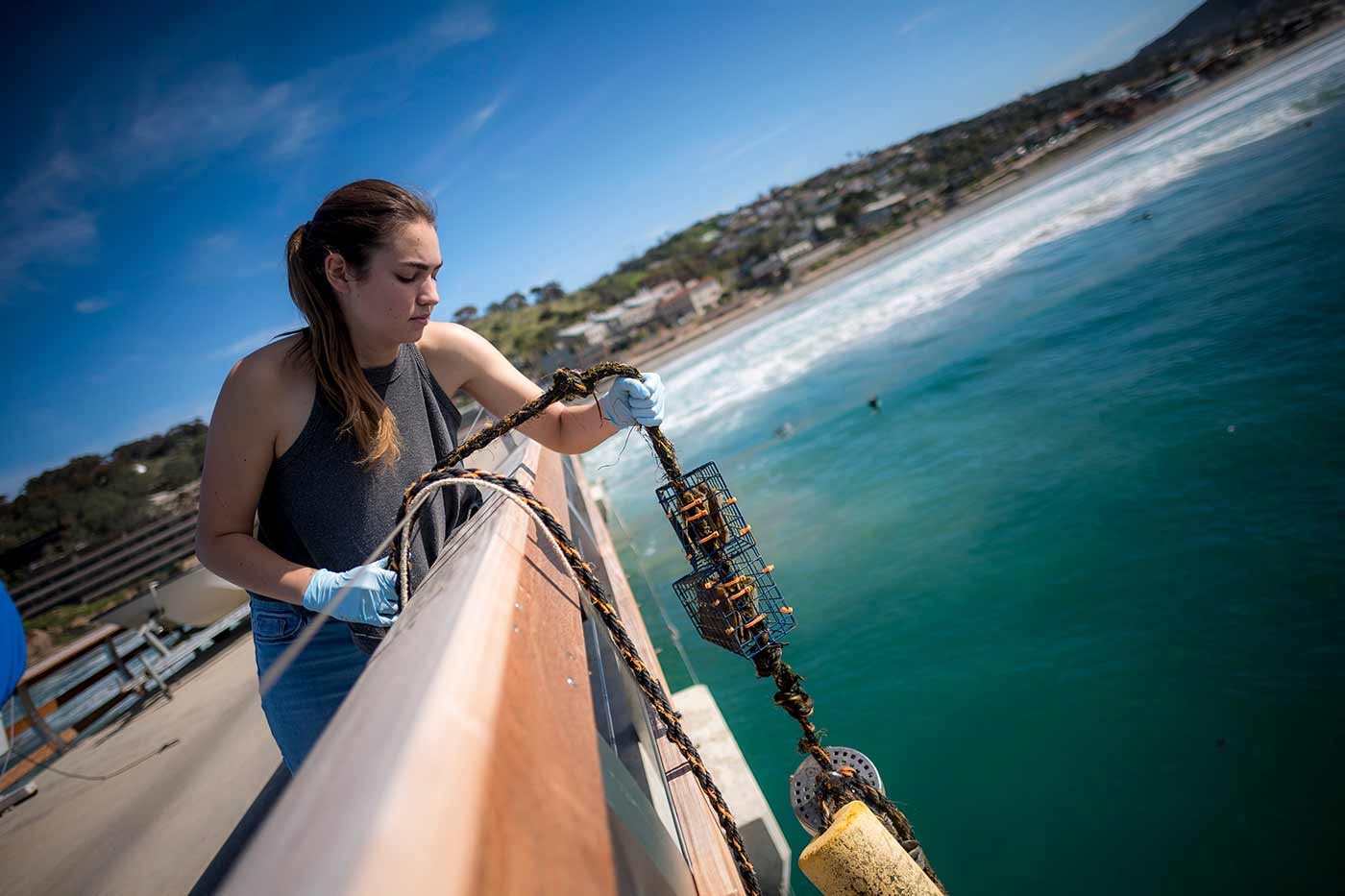 Linsey Sala looking overboard of ship