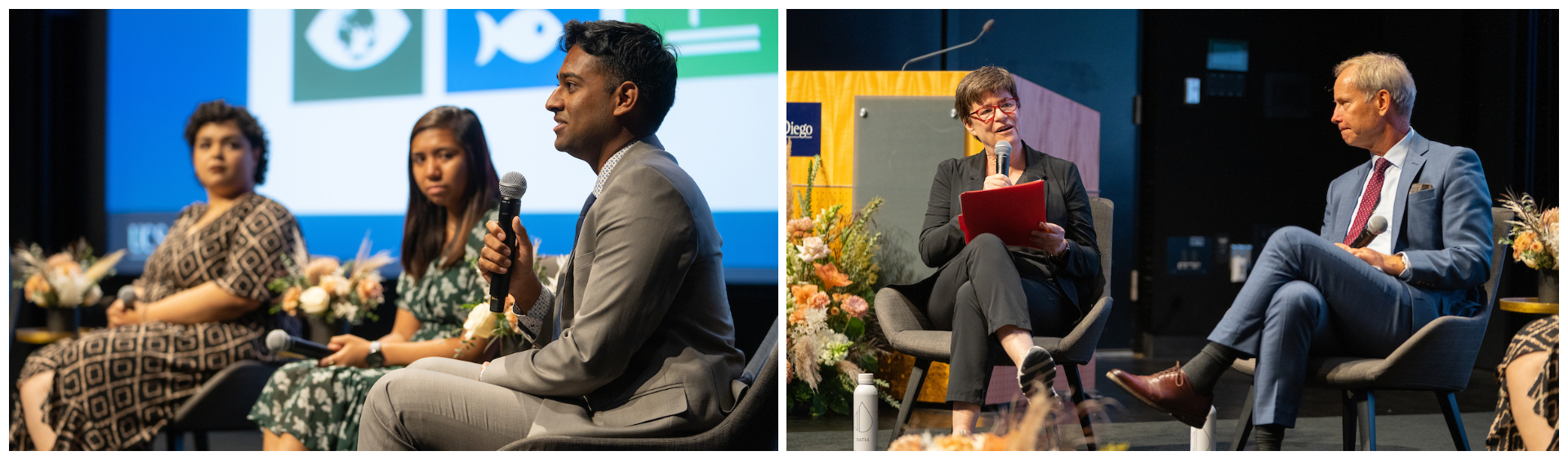 Students participating in a panel discussino.