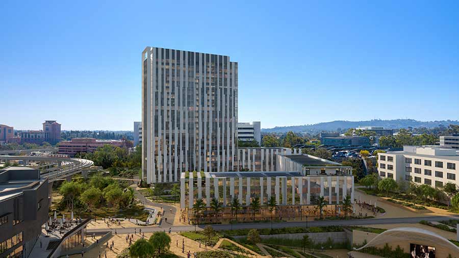 Rendering of Pepper Canyon West undergraduate student housing.