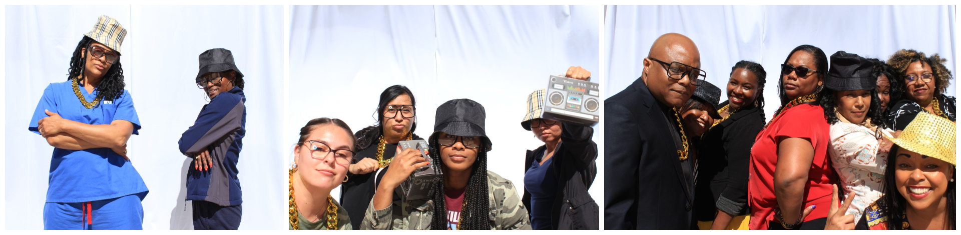 Photo booth images featuring event attendees.