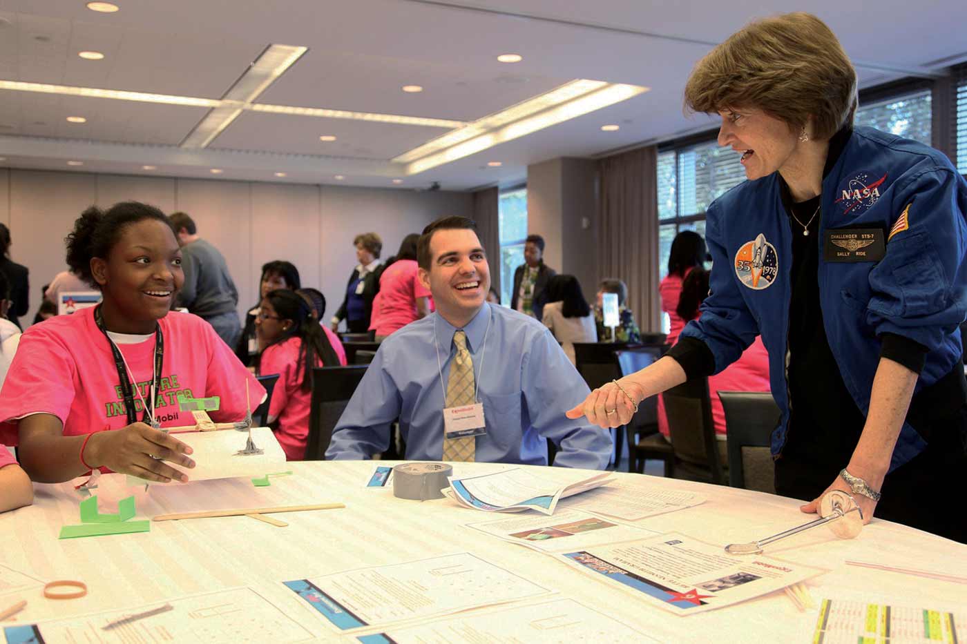 Sally Ride with teachers.