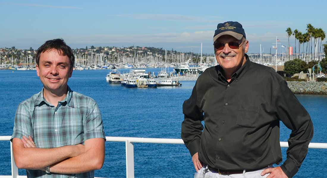 Image: Scripps physical oceanographers Luc Lenain (left) and Ken Melville