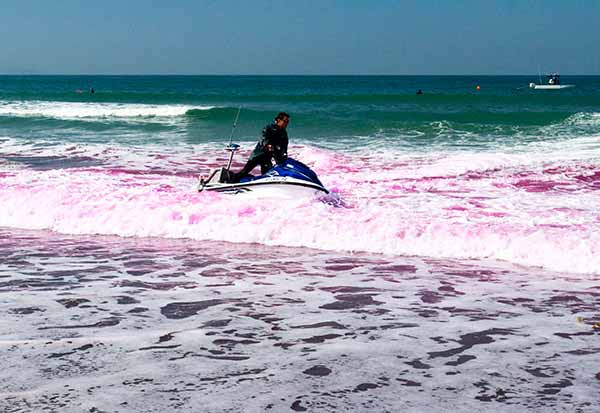 Image: researchers will use Jet Skis to track pink dye during the 2015