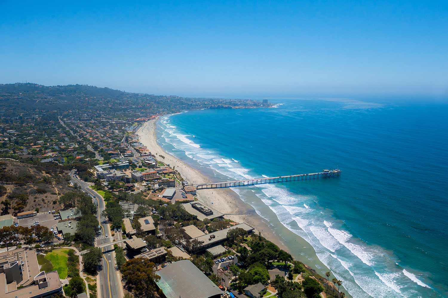 An aerial view of Scripps Institution of Oceanography at UC San Diego.