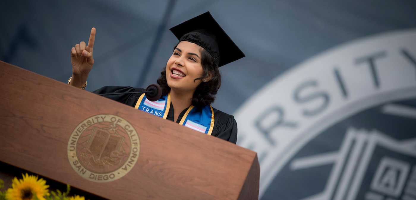 Student speaker at past commencement.