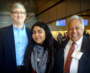 Image: Edward Felten, Deputy U.S. Chief Technology Officer with the White House of Office of Science & Technology Policy (left) with Sweetwater High School Student Karla Gonzales and Teacher Arthur Lopez
