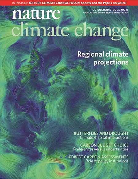 Image: the journal Nature Climate Change Oct 2015 cover