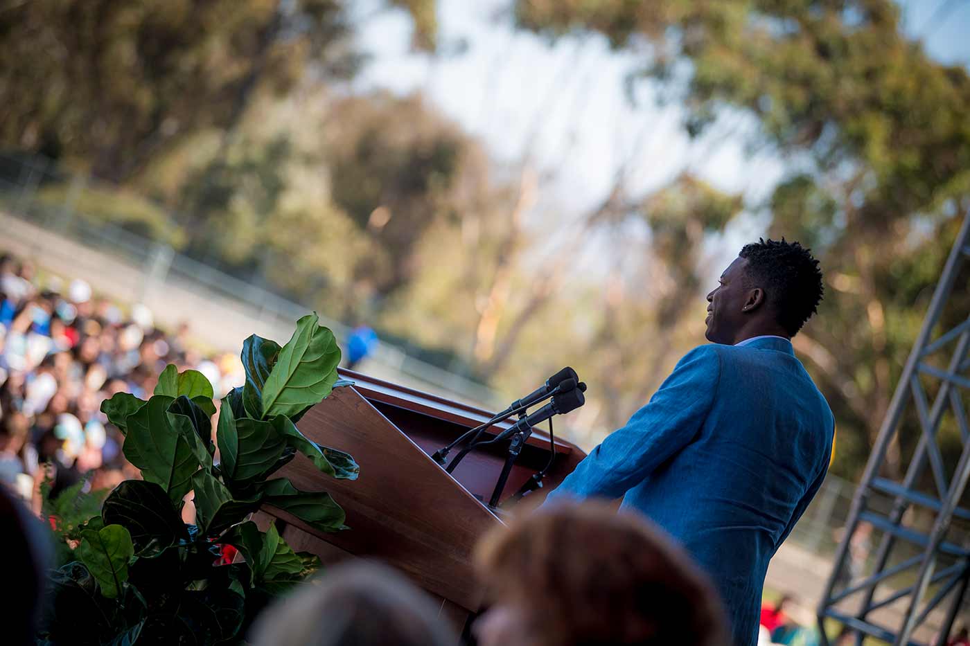 Gentry Patrick speaking at convocation