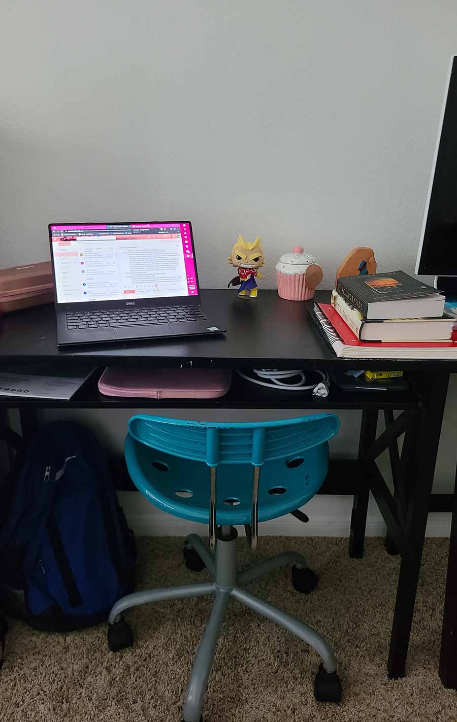 Home desk during summer session.