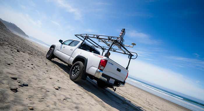 coastal erosion cliff survey  performed via a truck-mounted LIDAR system.