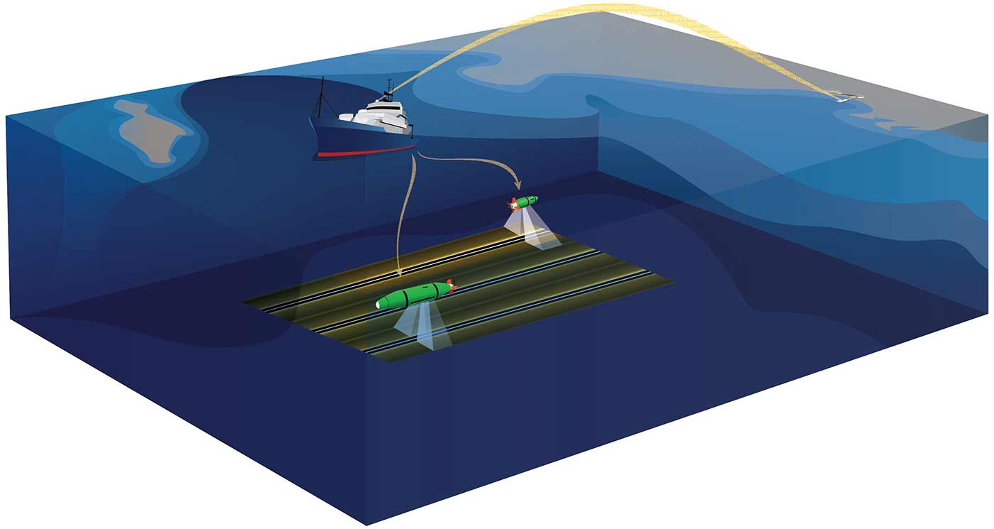 Graphic of underwater survey.