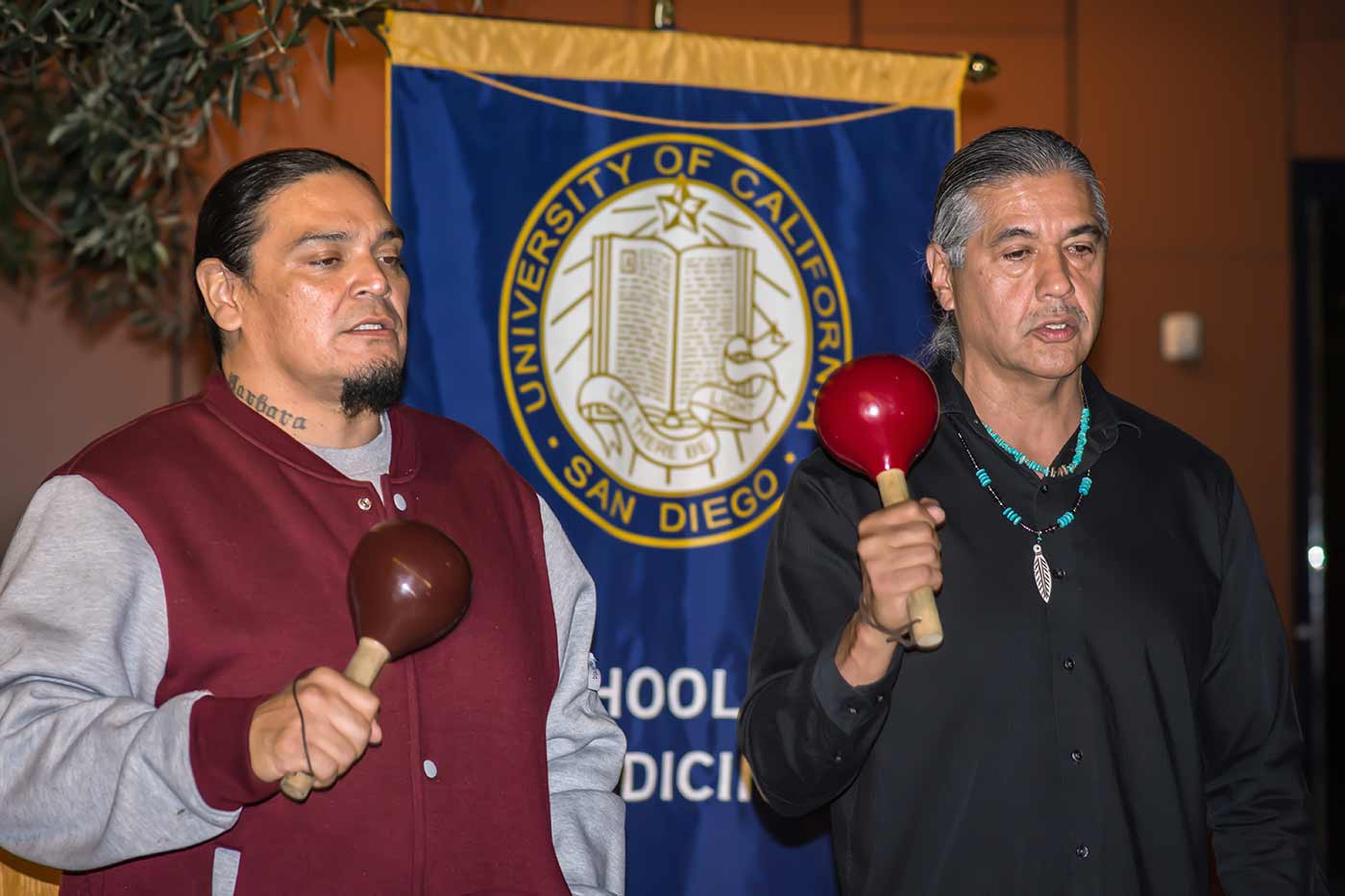 Kumeyaay bird singers Jamie LaBrake and Blue Eagle Vigil.