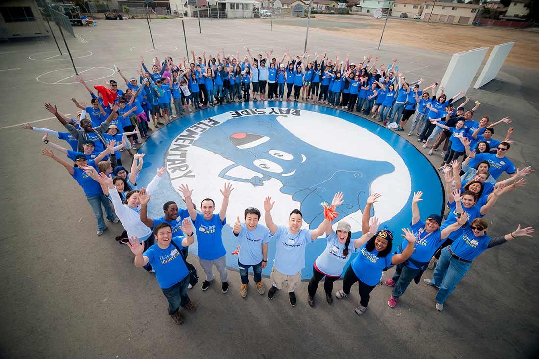 Volunteers at past service project at elementary school.