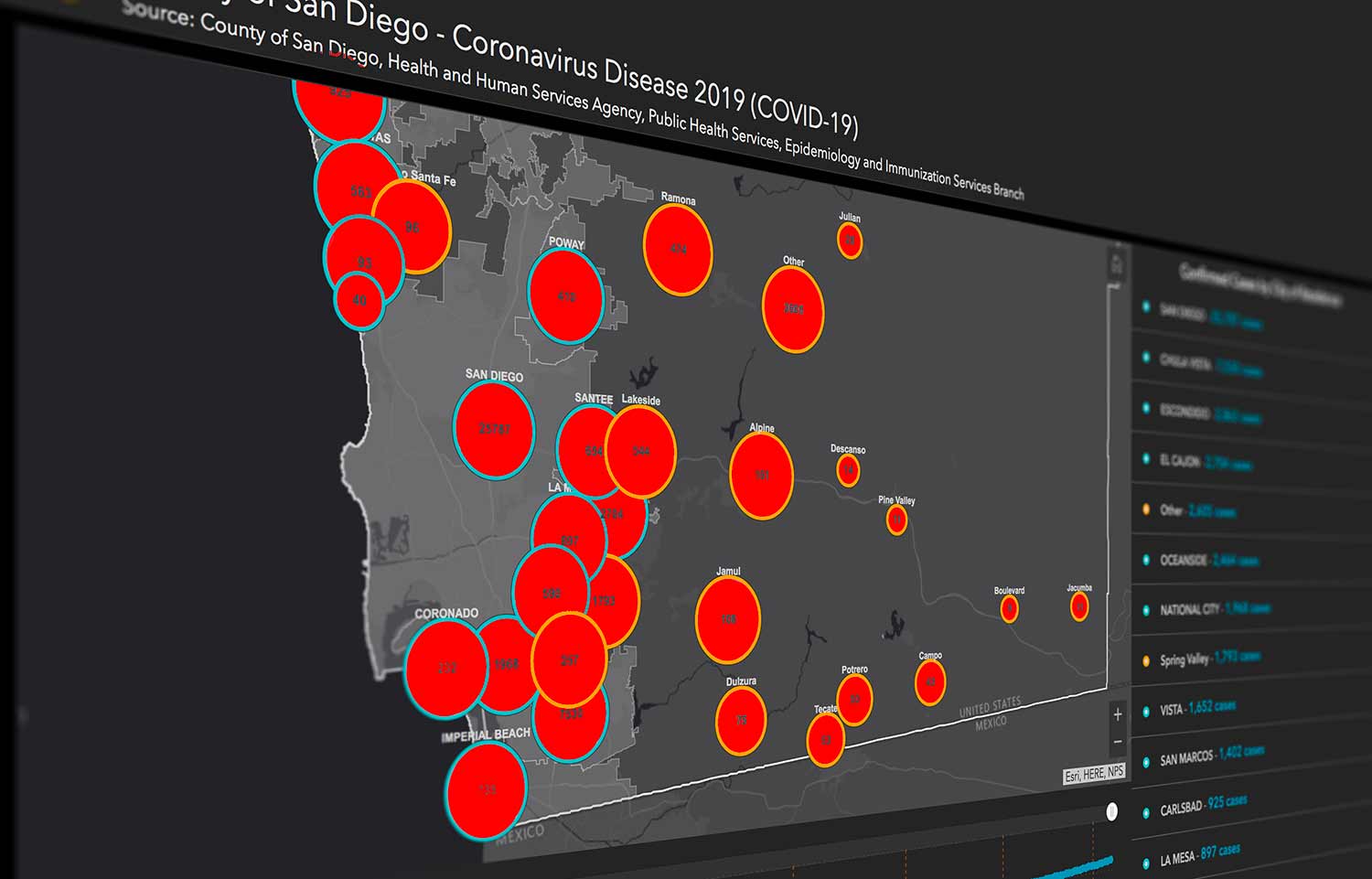 U.S. map of COVID-19 outbreaks.