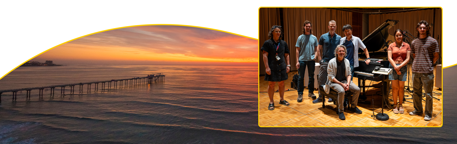 Inaudible Ocean team image with an image of the Pacific Ocean behind