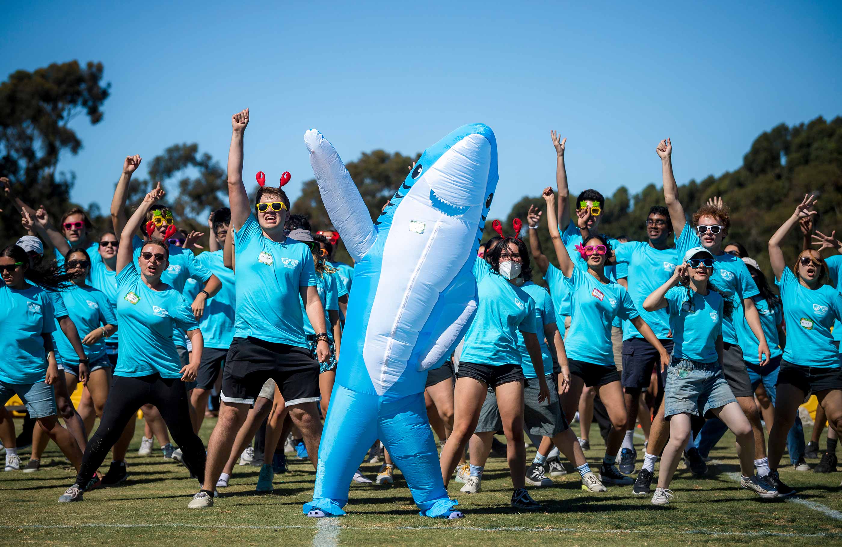 Seventh college performs a dance during UnOlympics.