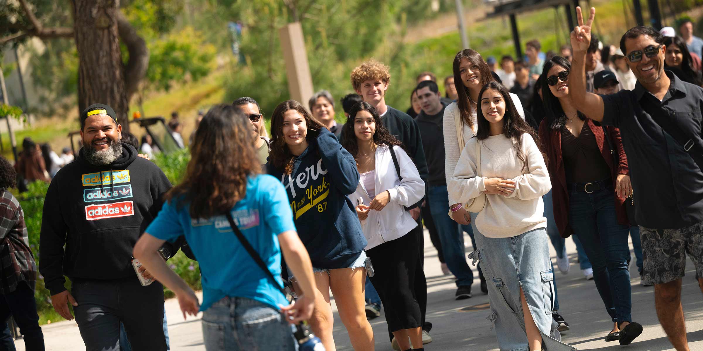 admitted students and transfer applicants take a tour of campus