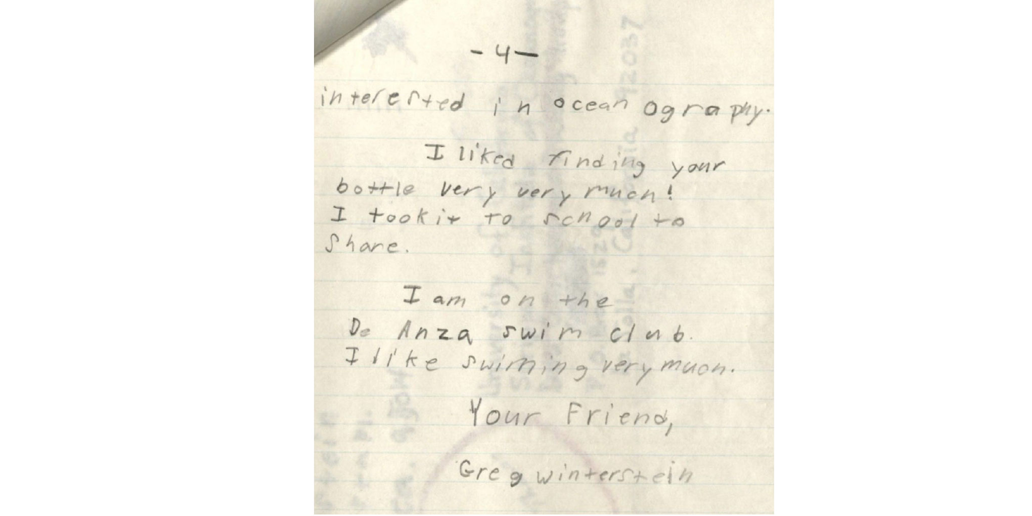 Correspondence from a young bottle finder, 1978