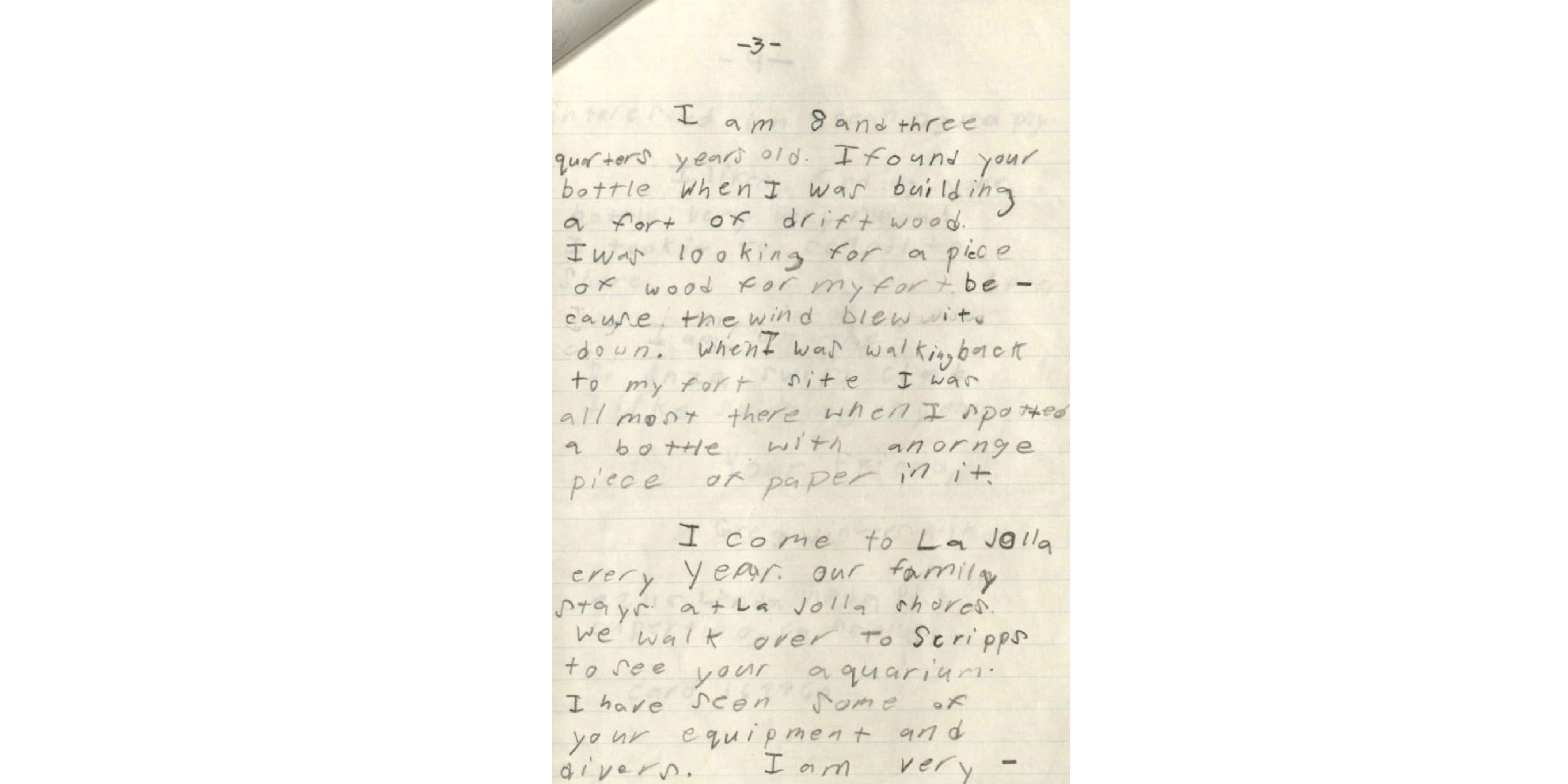 Correspondence from a young bottle finder, 1978