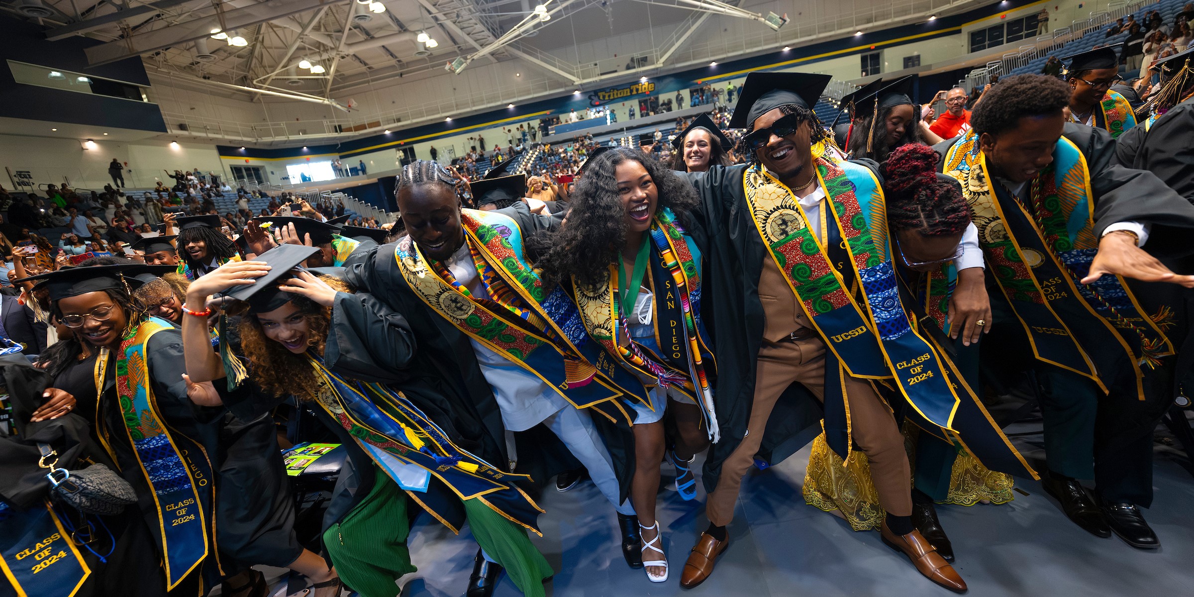 Graduating students celebrating together