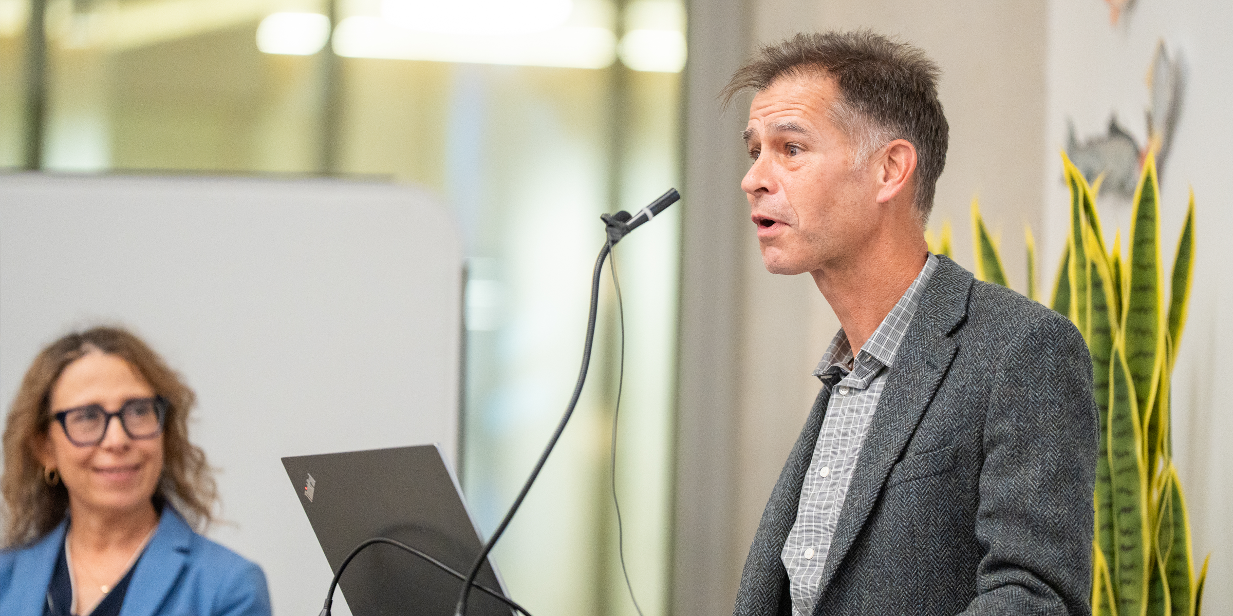 A history faculty member delivers a talk