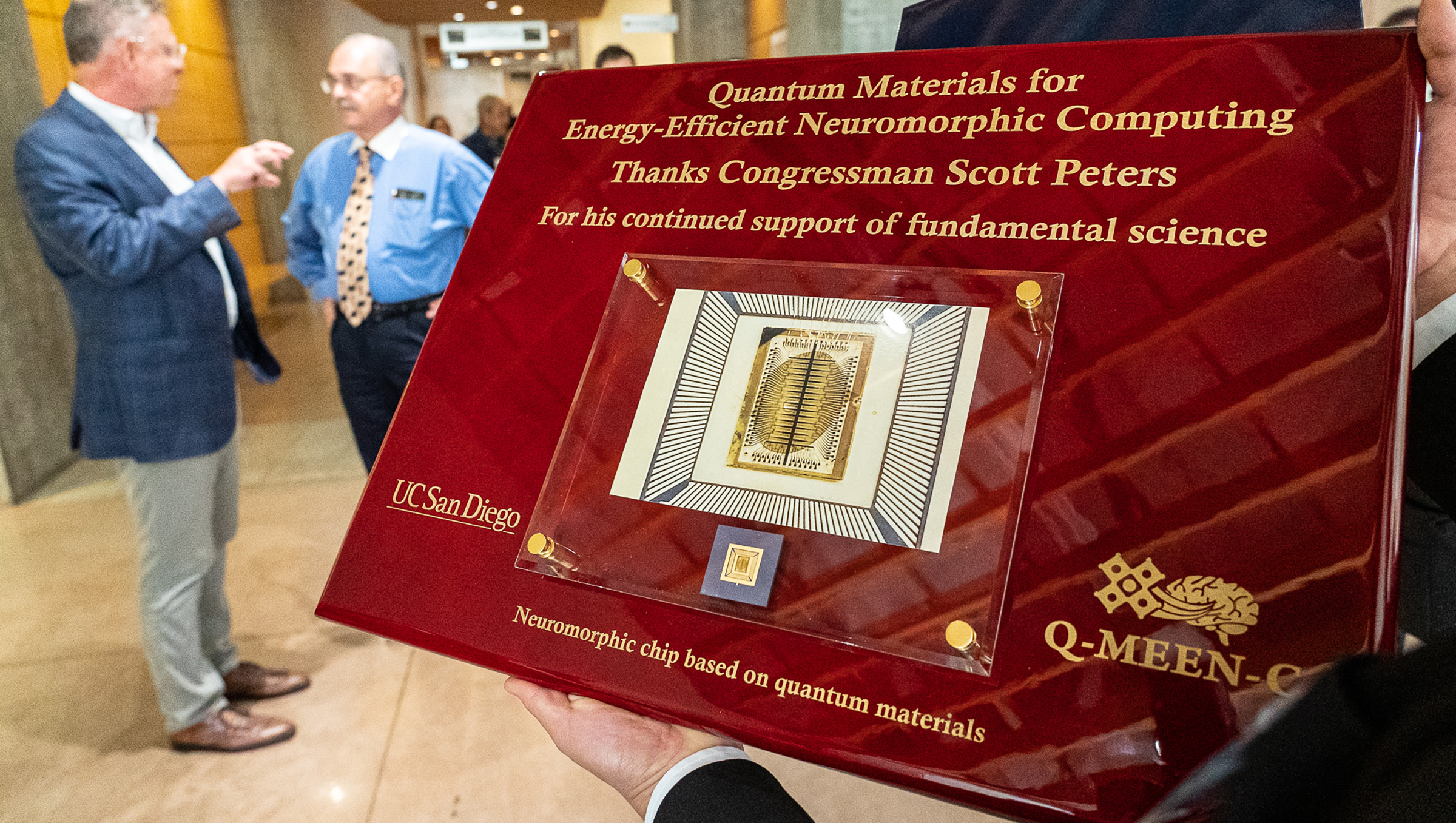 Plaque for Scott Peters commemorating the event.