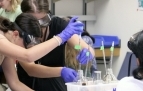 Slideshow: Students dropped liquid into beakers