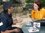 MFA student Sheryl Oring gathers public opinion